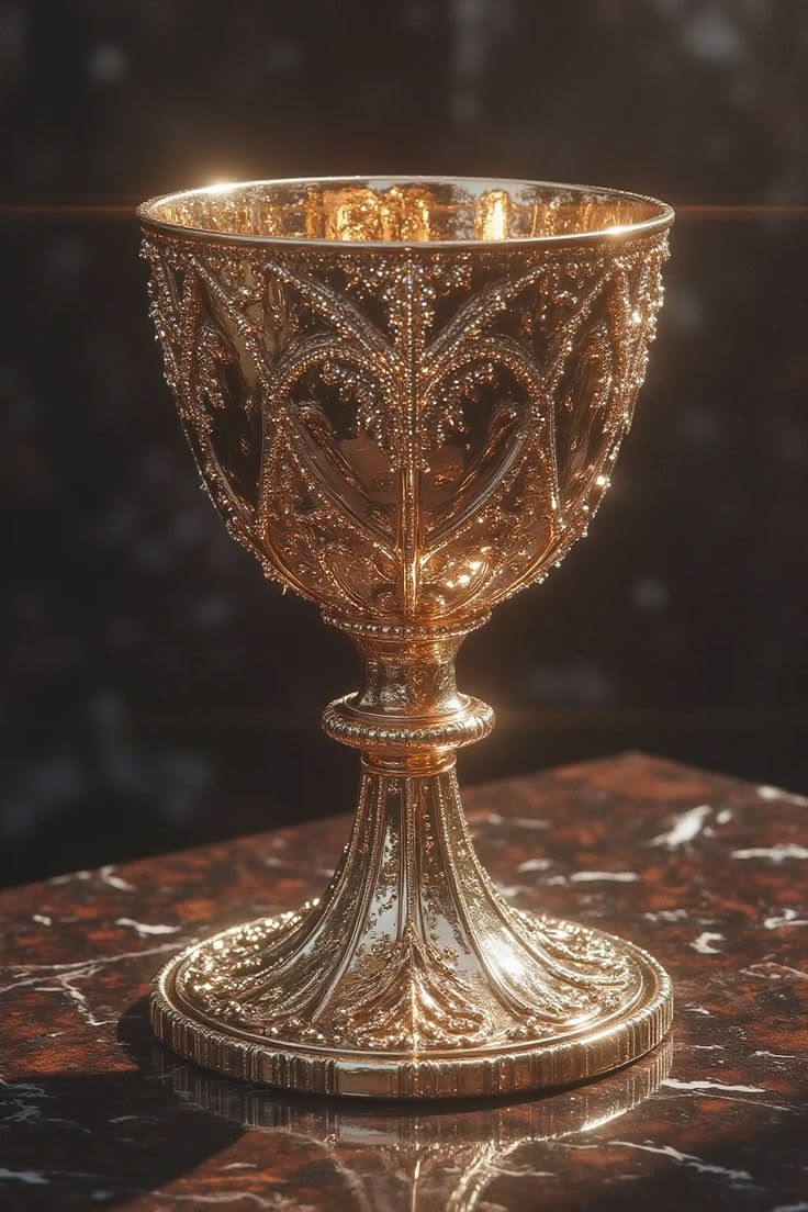 A golden chalice in soft light